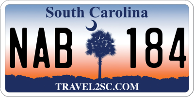 SC license plate NAB184