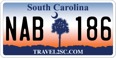 SC license plate NAB186