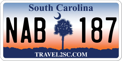 SC license plate NAB187