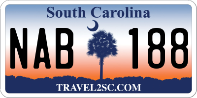 SC license plate NAB188