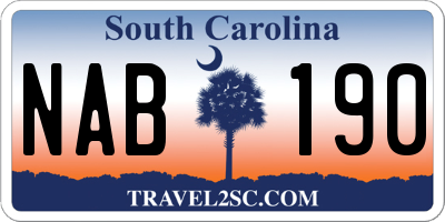 SC license plate NAB190