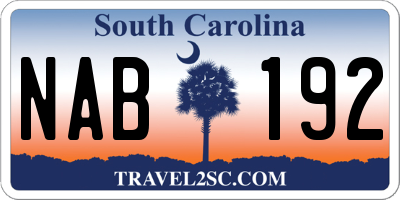 SC license plate NAB192