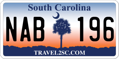 SC license plate NAB196