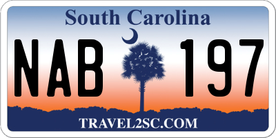 SC license plate NAB197