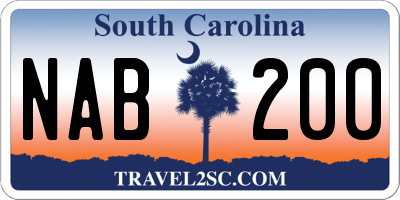 SC license plate NAB200