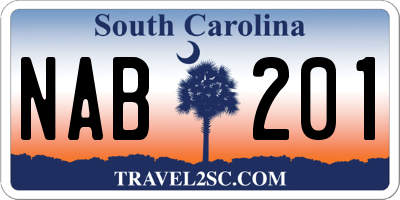SC license plate NAB201