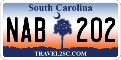 SC license plate NAB202