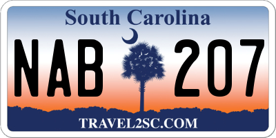 SC license plate NAB207