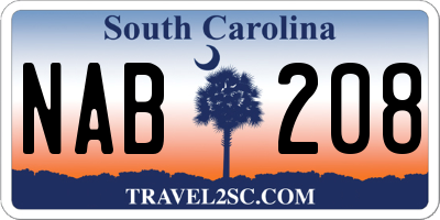 SC license plate NAB208