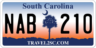 SC license plate NAB210
