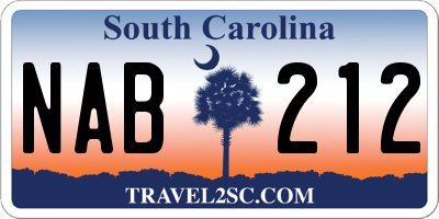 SC license plate NAB212