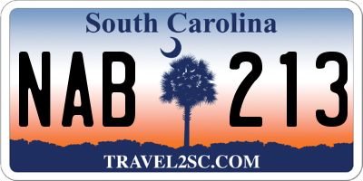 SC license plate NAB213