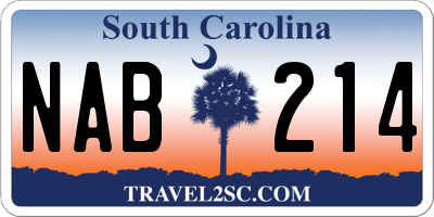 SC license plate NAB214