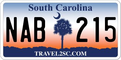 SC license plate NAB215