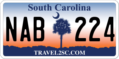 SC license plate NAB224