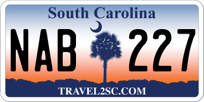 SC license plate NAB227