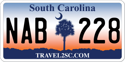 SC license plate NAB228