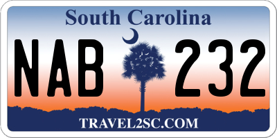 SC license plate NAB232
