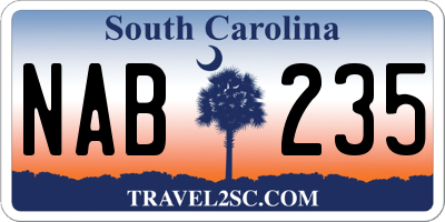 SC license plate NAB235