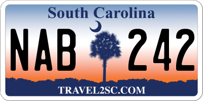 SC license plate NAB242