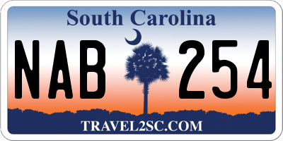 SC license plate NAB254