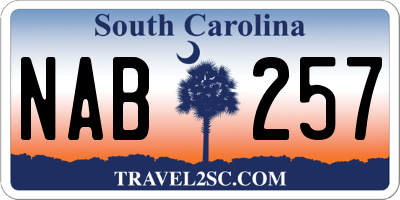 SC license plate NAB257