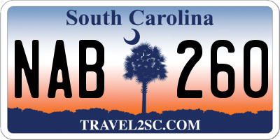 SC license plate NAB260