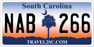 SC license plate NAB266