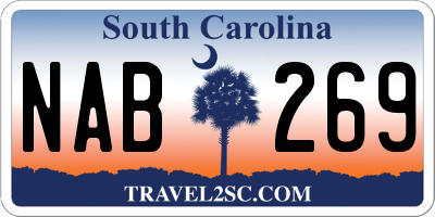SC license plate NAB269