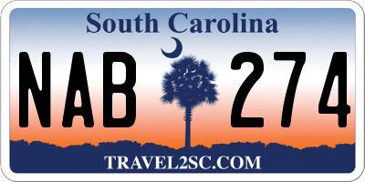 SC license plate NAB274