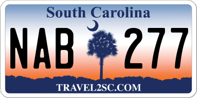 SC license plate NAB277
