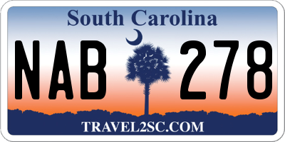 SC license plate NAB278