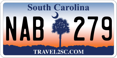 SC license plate NAB279
