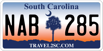 SC license plate NAB285