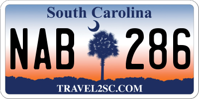 SC license plate NAB286