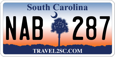 SC license plate NAB287