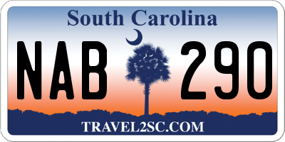 SC license plate NAB290