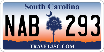 SC license plate NAB293