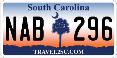 SC license plate NAB296