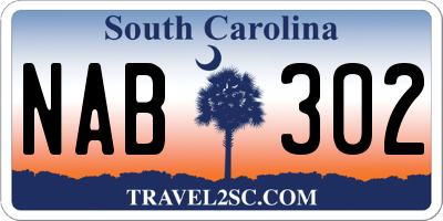 SC license plate NAB302