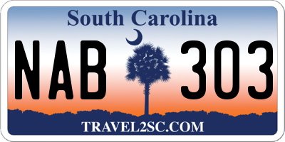 SC license plate NAB303