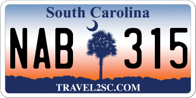 SC license plate NAB315