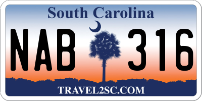 SC license plate NAB316