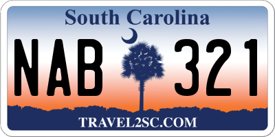 SC license plate NAB321