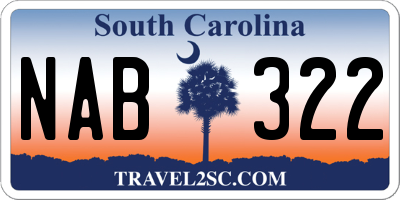 SC license plate NAB322