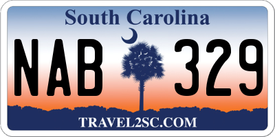 SC license plate NAB329