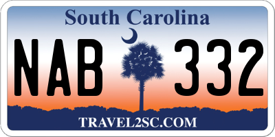 SC license plate NAB332