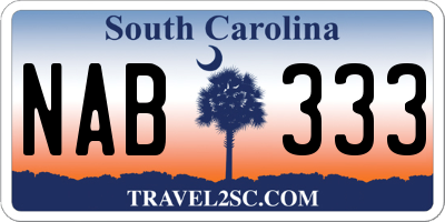 SC license plate NAB333