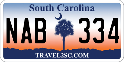SC license plate NAB334