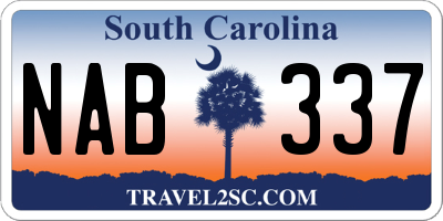 SC license plate NAB337